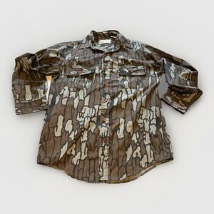 Vintage 80s 90s Duck Bay Trebark Camo Duck Hunting Shirt Mens M Button Up